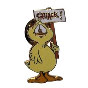 Duck Enamel Pin with Quack Sign